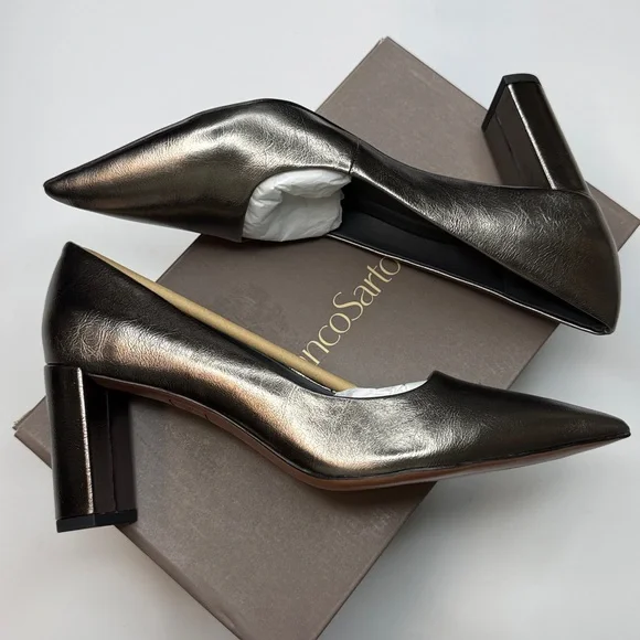 Franco Sarto Giovanna Pump- Pewter Metallic Faux Leather- Size 8.5M